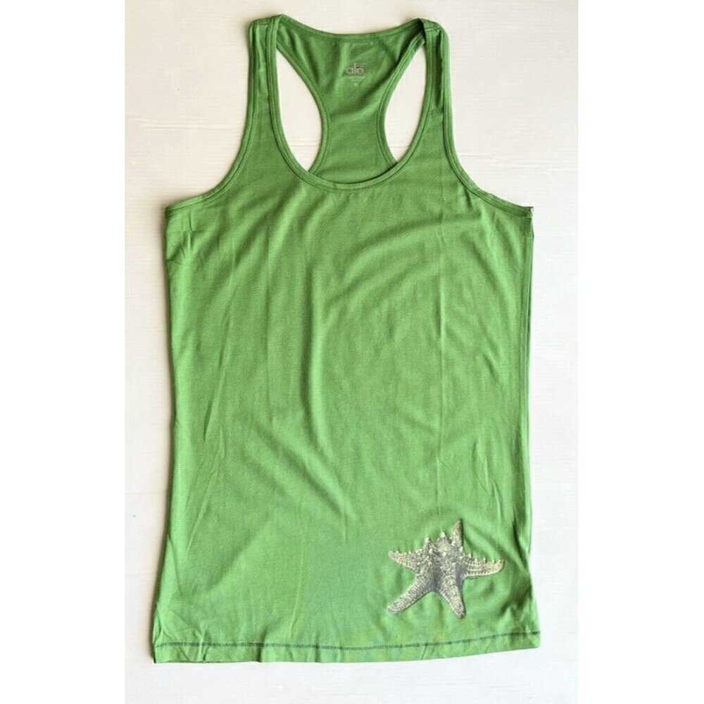 Surfrider Womens Green Cotton Knobby Starfish Racer back Tank Top Size XL